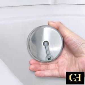 Gold-Hao-The-Bathroom Single Hole Bathtub Drain Overflow Plate - Overflow Drain Cover | Tub Drain Cover with Three Matching Screws/Bathtub Overflow Drain Cover with Adapter (Brushed Nickel)