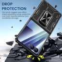 VEGO for Galaxy Z Flip 7 Case, 360 Rotatable Ring Kickstand & Belt Clip Holster & Tempered Glass Camera Screen Protector & Hinge Protection, Shockproof Case for Samsung Flip 7 5G - Black