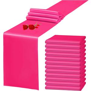 12 Pack Hot Pink Satin Table Runner 12 x 108 Inch Long Premium Table Runners for Wedding Party Events Decoration Birthday Parties Banquets Decorations Graduations Engagements