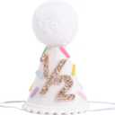 Donut 1/2 Birthday Hat - Sweet 6 Months Birthday Party Decorations,Colorful Donut White Cone Hat,Half Way To One Cake Smash Photo Props,Gold Glitter Number 1/2 Party Crown
