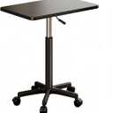 HOMIDEA Small Rolling Laptop Standing Desk, 33.5-43.5 Inch Height Adjustable Mobile Bar Counter with Lockable Casters, Portable Sit-Stand Workstation Table for Bedside Sofa, Black
