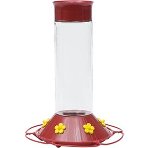Perky-Pet 209B-1SR Glass Hummingbird Feeders for Outdoors Hanging - 30 oz - Ant & Bee Guarded Red Bird Feeder