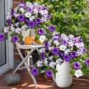 Waipfaru Artificial Flowers for Outdoors, 2Pcs Artificial Petunias UV Resistant Realistic Silk Petunias Fake Flowers for Indoor Outdoor Planters Home Garden Yard Porch Balcony Window Decor, Purple