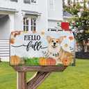 Hello Fall Corgi Dog Pumpkin Mailbox Cover Magnetic Standard Size 21x18 Inch Autumn Decorative Post Letter Box Wrap Decor Garden Yard Decoration