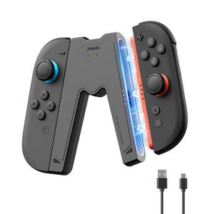JEMDO Magnetic JoyCon Charger Grip Compatible with Nintendo Switch 2 Only  Ergonomic LED Charging Grip for JoyCon 2 with USB C Cable, Travel-Ready, Black