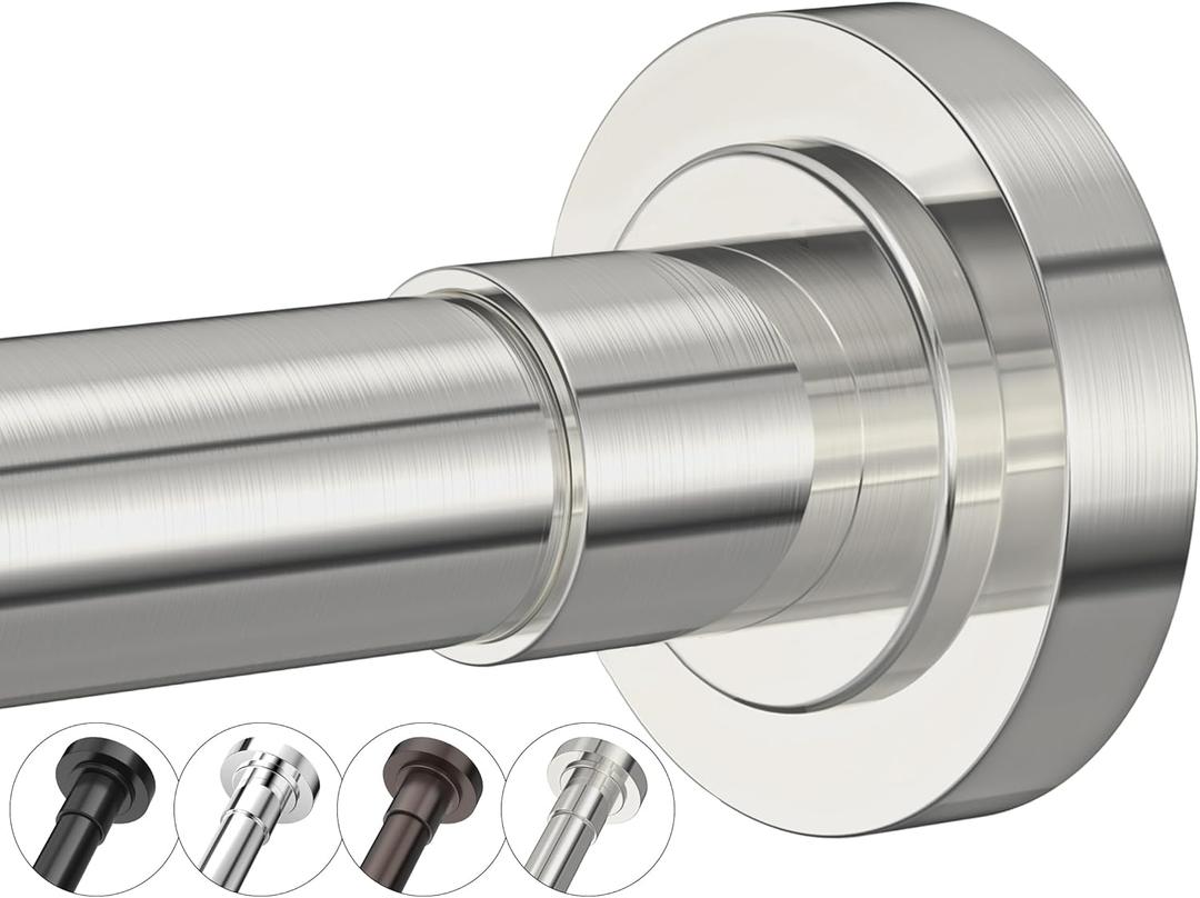 Shower Curtain Rod Adjustable 29-62 Inches, Spring Tension Shower Rod Stainless Steel 1 Inch Diameter Telescoping Curtain Rod for Bathroom, Windows Wardrobe, Non Slip, No Drilling, No Rust, Nickle