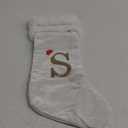 20 Inches Super Soft Plush Monogram Christmas Stockings Xmas Rustic Personalized Stocking Embroidered Letter Decoration for Decor (White)