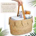 Baby Diaper Caddy Organizer Scalloped Rattan Basket with Handle and Removable Divider Diaper Caddy Basket Handmade Wicker Woven Scalloped and Nursery Storage for Baby Shower Gifts Newborn