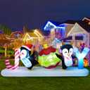 Meland 10FT Christmas Inflatable Outdoor Decorations, Christmas Blow Up Joy with Dancing Penguins & Candy Cane, Lighted Outdoor Yard Inflatable Cute Xmas Decor for Holiday Lawn Display