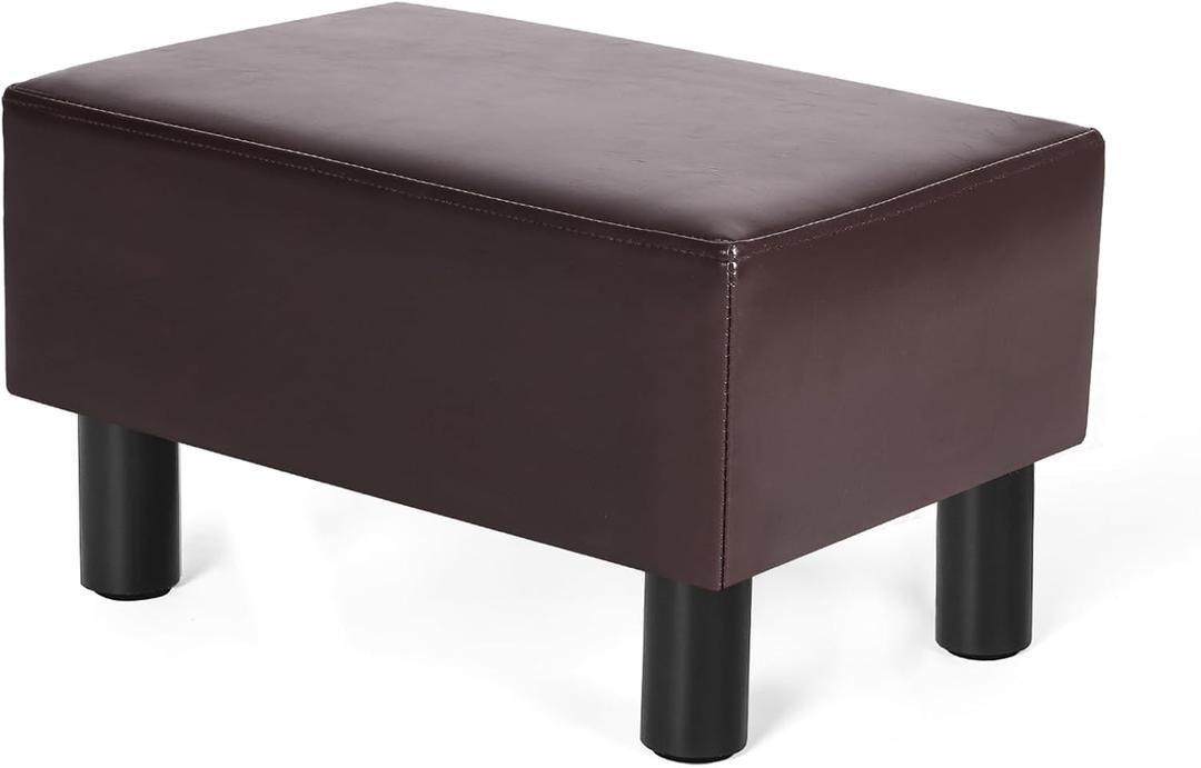 Joveco Small Foot Rest Stool Ottoman, Faux Leather Footrest Footstool for Chair, Under Desk, Office, Living Room, Brown