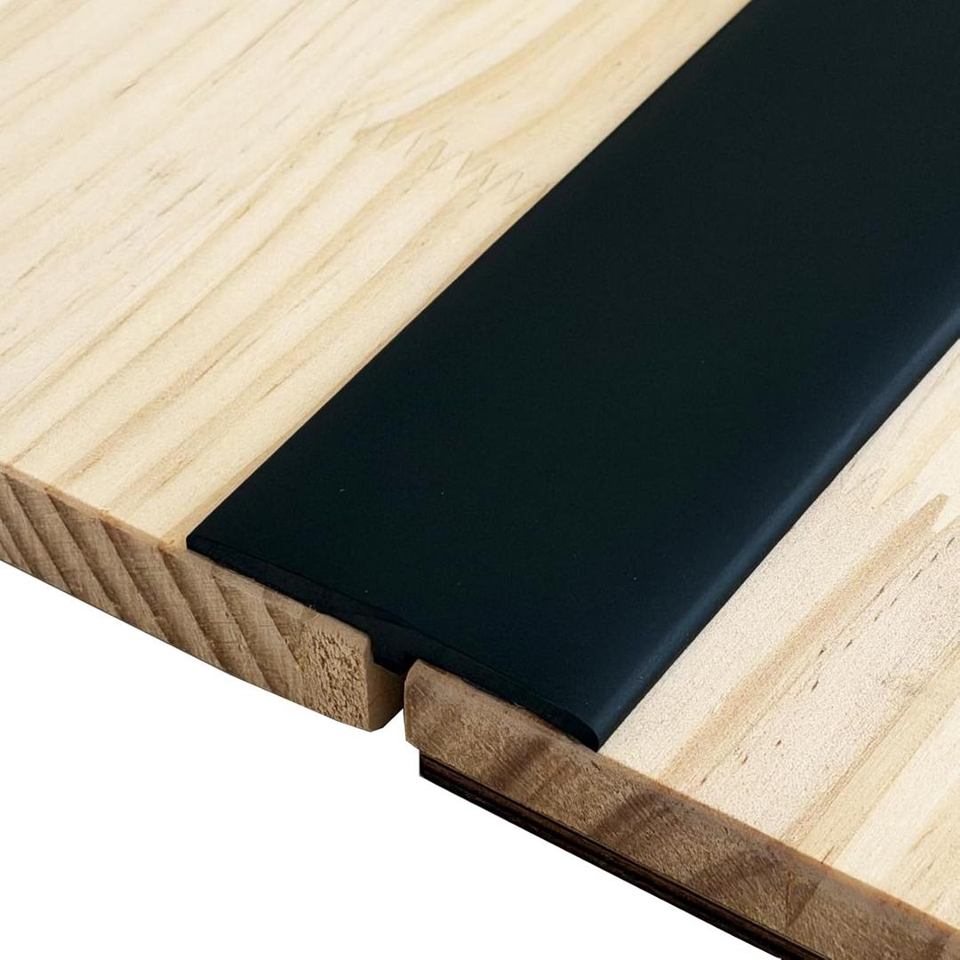 Flexible PVC T-Molding Transition Strips for Hard Wood Floor,Laminate,Tile,LVP. Vinyl Flooring Edging Trim 118" L × 1.97" W,Black