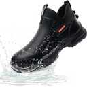 PJZHJ Non Slip Work Shoes Water & Oil Resistant Food Service Shoes Comfortable Slip-On Chef Footwear for Restaurant Hospital (10, Black)