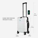 KROSER Hardside Expandable Carry On Luggage with Spinner Wheels & Built-in TSA Lock, Durable Suitcase Rolling Luggage with USB Port, Carry-On 20-Inch, White, 14.1 x 8.8 x 21 inches