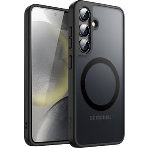JETech Magnetic Case for Samsung Galaxy S24 Plus 5G, Compatible with MagSafe, Translucent Matte Back Shockproof Phone Cover (Black)