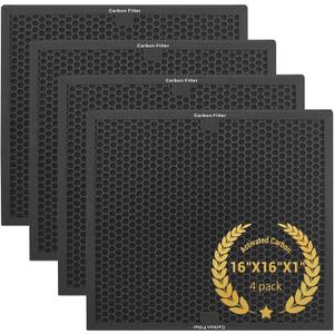 4 Pack-Facecool Air Scrubber Active Carbon Filter Compatible with Dri-Eaz, Mounto, BlueDri, and VEVOR Air Purifier, Part HEPA500 & BD-AS-550 & F301H, 16'' x 16'' x 1''