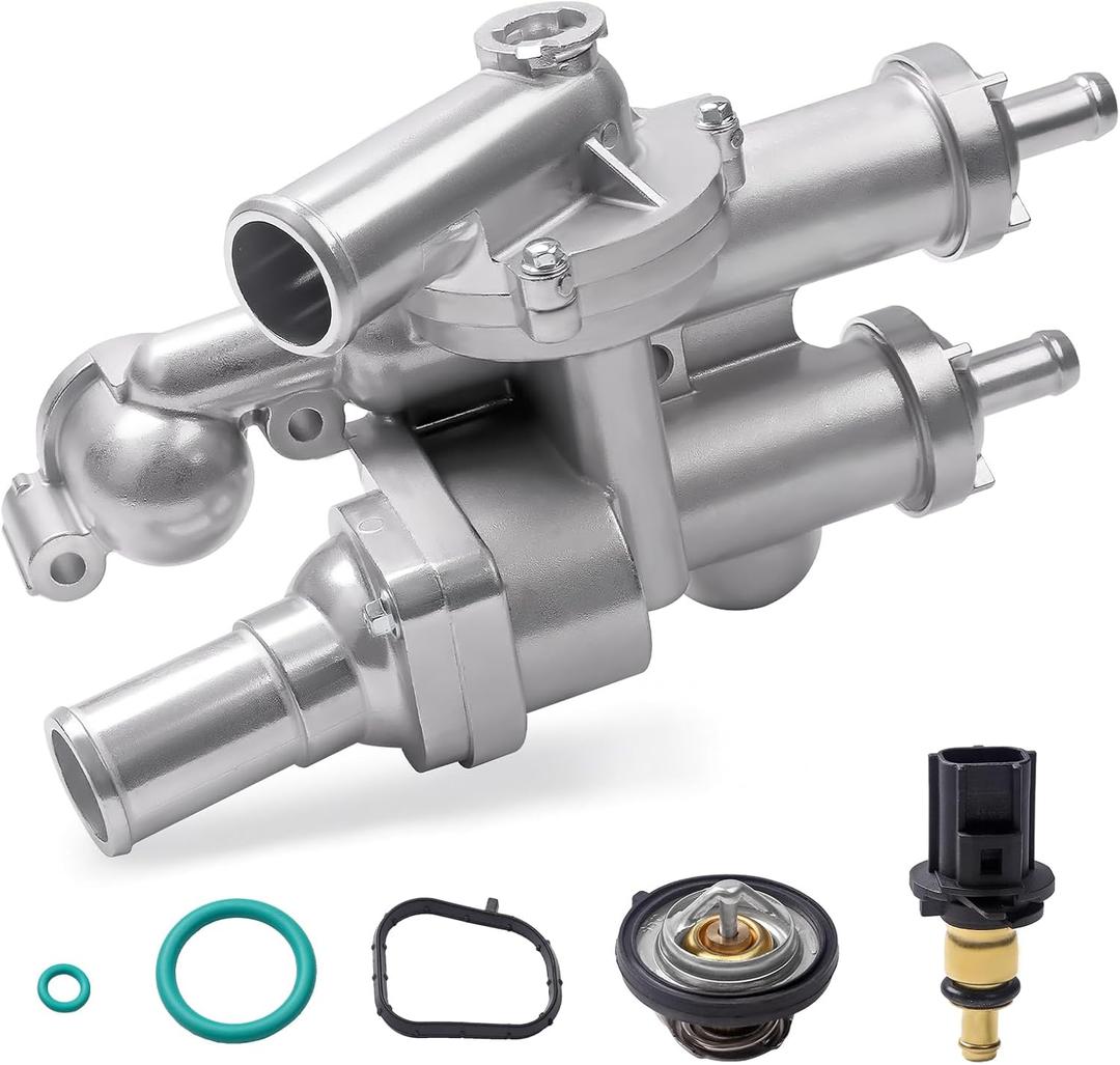 Aluminium Engine Coolant Thermostat Housing Compatible with Chrysler Dodge Jeep Vehicle 200 08-10, Sebring 08-14 & Avenger 09-17, Journey & Compass 07-17 Patriot 07-20 Replaces# 68003582AB, 902-319