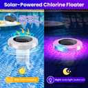 Solar Pool Chlorine Floater with Colorful Lights, Remote-Controlled Lights Adjustable Release Easy-Open Chlorine Floater Dispenser for Pool Large Capacity for 3'' or 1'' Tablets