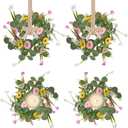 4Pcs Eucalyptus Wreath with Ribbon, 11.8" Mini Wreaths for Cabinets