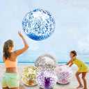 TURNMEON 5 Pack Sequins Beach Ball Jumbo Pool Toys Balls 16 Inch 24 Inch Giant Confetti Glitters Inflatable Clear Beach Ball Swimming Pool Water Beach Toys Outdoor Summer Party Favors for Kids Adults