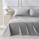 4 Piece Luxury Satin Bed Sheets Set with Pillowcases - Ultra Soft & Silky, Hypoallergenic & Wrinkle-Free, Hotel Quality Comfort Bedding, Size Full, Light Gray