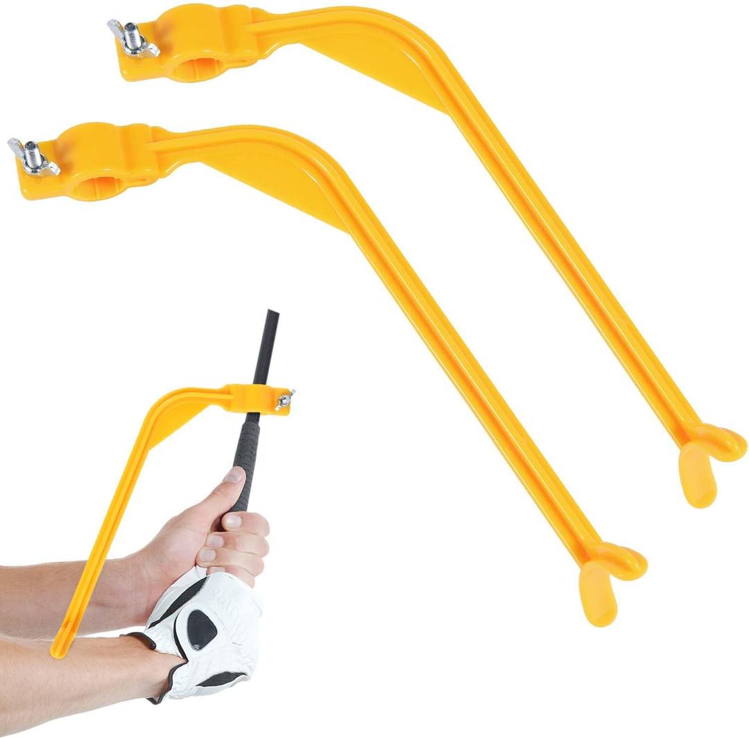 2 Pcs Golf Training Aids Swing Correcting Trainer Tool Golf Accessories (Yellow)