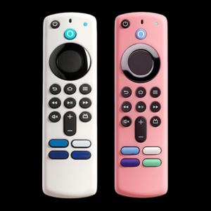 [ 2 Pack] Glow Silicone Cover Replacement for 3nd Gen. / 4K HD Streaming Remote Controller, Anti-Slip Washable Protective Case with Lanyard, Glowing in The Dark (White and Pink)