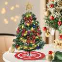 Nialnant 2Ft Tabletop Small Christmas Tree, Artificial Mini Christmas Tree with Lights & Ornaments, Xmas Table Decoration