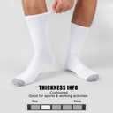 MUQU Mens White Crew Socks - Sports Thin Athletic Breathable Running Long Socks 6 Pairs (XL)