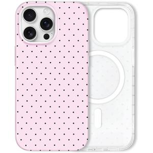 Hython for iPhone 13 Pro Case Cute Polka Dot Aesthetic Design Simple Cover 6.1", Thin Slim Anti-Scratch Soft TPU Bumper Shockproof Rubber Protective Phone Cases for Women Girls, Magnetic Pink