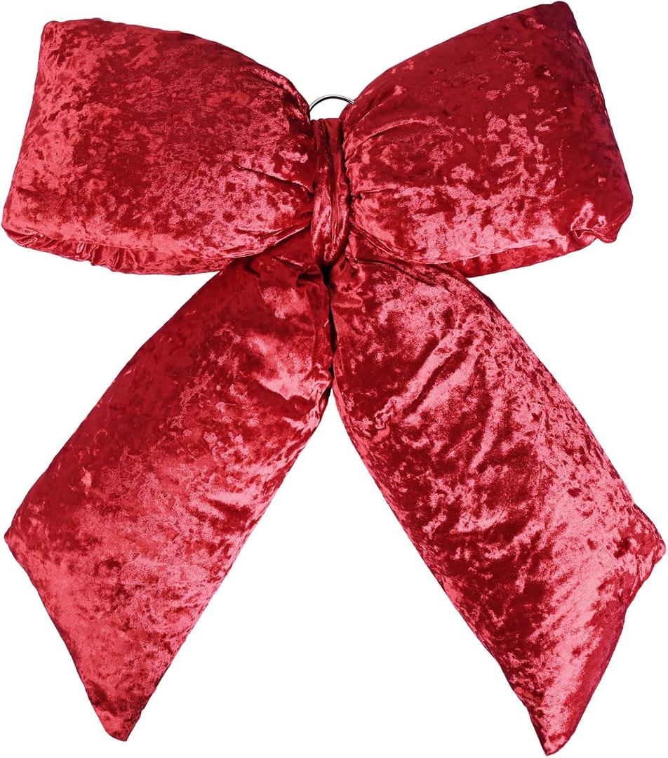 Red Velvet Bows for Christmas Tree Ornaments Plush Stuffed Bow for Christmas Tree Holiday Wedding Party Supplies
