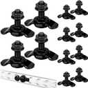 Frienda 12 Pcs L Track Double Stud Lug M8 x 30mm Tie Down Mounting Bolts for Heavy Duty Anchor Points Threaded Stud Fittings Accessories for Rv ATV Truck Bed Trailer Cargo Control Rails Black
