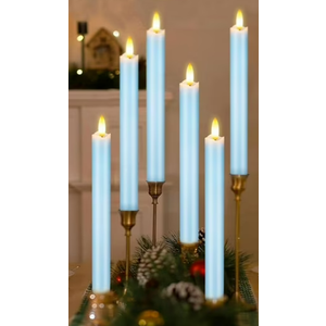 Flameless Taper Candles with 3D Wick, 11.4" Real Wax LED Candles with Remote and Timer, 6 Pack Flickering Candlesticks Battery Operated (Blue)