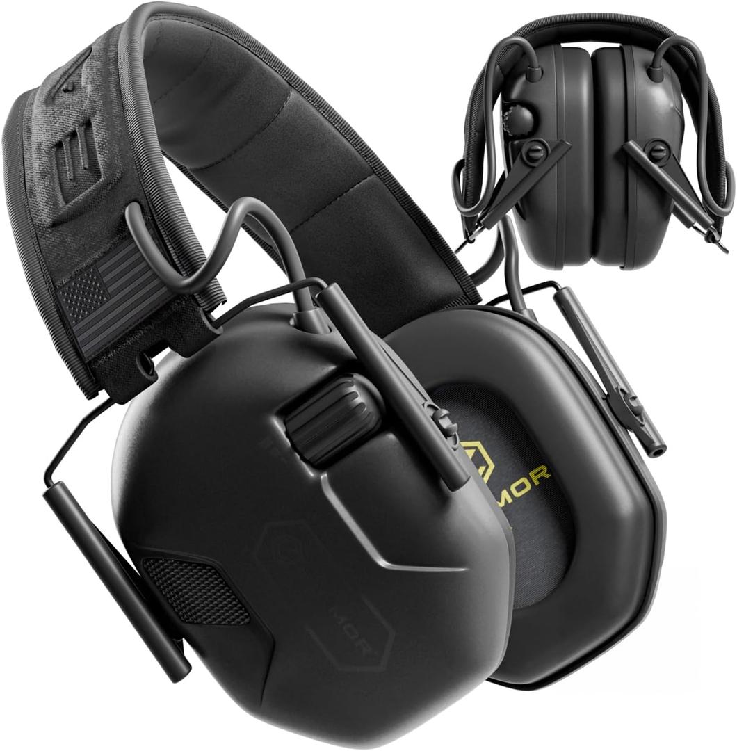 M300A Ear Protection For Gun Range - Shooting Ear Muffs with Ergonomic Gel Cushions, IPX5 Waterproof Gear (Black)