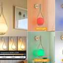 Pack Wall Sconces/Wall Lights, Not Hardwired Brass Gold -White Glass Globe Wall Lamps, Wireless Light Fixture for Bedroom, Living Room, Bathroom, Hallway (GD)