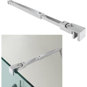 Shower Door Support Bar, Stainless Steel Glass to Wall Rod 17.7"-27.8" (449mm-706mm), for Fix 5/16" (8mm) to 3/8" (10mm) Frameless Shower Glass Panel, Polished Chrome