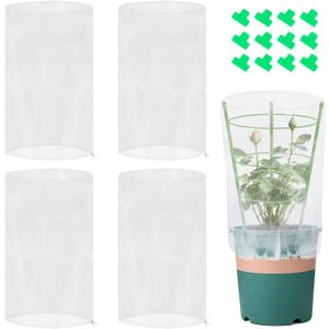 4 Pcs Garden Bird Netting for Small Round Plant Cage, 23" H x 8" W Tomato Cage Mesh Plant Cover with Drawstring, Small Plants Trelli Pest Barrier Garden Protection Net for Pots Plants Vegetables