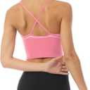 Design by Olivia Women's Longline Sports Bra Padded Workout Yoga Tank Top Gym Running Fitness Crop Top Shirt (S)
