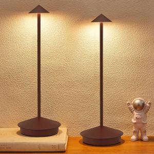 Portable Led Cordless Lamp Table Light 2 Pack, Rechargeable 6000mAh Battery Outdoor Table Lamp for Dinning Restaurant Patio Bedroom Camping, IP54 Waterproof, Dimmable
