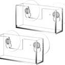 Cinnvoice 2 Pcs Window Mount Business Card Holder with Suction Cups Clear Card Holder Acrylic Single Pocket Organizer Display for Home Office(Rectangular,4.7 x 1.25 x 1.8 Inch)
