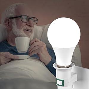 Biothm 40Hz Light Bulb Gamma Frequency LED Lamp, 9W White Light, for Memory Focus and Cognition, Switchable Holder Included