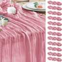 Wokceer Cheesecloth Table Runner 12Pack 10FT Pink Boho Gauze Cheese Cloth Table Runner for Party Long Rustic Sheer Table Runners for Baby Bridal Shower Wedding Easter Table Decor