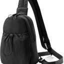 Convertible Backpack Crossbody Small Sling Bag for Women Crossbody Shoulder Chest Daypack with Zipper Strap for Hiking, Black