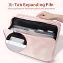 SUNEE Zippered Binder Bag with Handle, 2-Inch 3-Ring O-Ring, 500-Sheet Capacity, Includes Zip Pocket, 5-Tab Expanding File Folder, Multi-Pocket Organizer Binder for Middle School, Pink Lotus