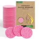 100-Count Compressed Facial Sponges, Natural Cellulose Face Sponges for Cleansing, Exfoliating, Washing face, Makeup Removal, and Spa Use - Travel Skincare Essentials for women (Pink)