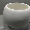13.5 H x 17" Dia (12" Pot Opening) White Round Fiberstone Tall Planter with Drainage Hole, Indoor/Outdoor Large Plant
