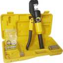 findmall 6 Ton Hydraulic Cable Lug Crimper, 12 AWG to 2/0 AWG Industrial Hydraulic Crimping Tool, Electrical Terminal Cable Wire Tool with 9 Dies (4, 6, 8, 10, 16, 25, 35, 50, 70)