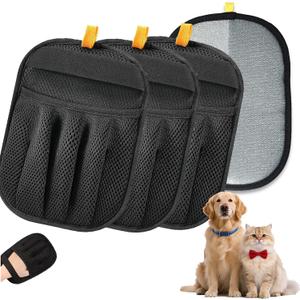 Upgraded 4 Pack Pet Hair Removal Gloves for Cats Dogs, Reusable Electrostatic Pet Hair Remover Gloves, Dual Use for Pet Grooming & Furniture Cleaning, for Couch, Carpet, Clothes, Car Seats | Five-finger flexible fit Cost-effective vs lint roller Rinse clean instantly Scenario-separated use Bath & massage compatible
