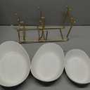 Ceramic Fruit Bowl for Kitchen Counter - 3 Tier Fruit Basket with Metal Stand, Tiered Fruit Stand for Countertop, Snack, Nuts, Cake, Dessert, Cute (Gold, Small)