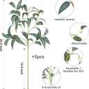 Artificial Greenery Stems for Vase, 5 Pcs Tall Fake Plants Branches Faux Greenery Twigs Leaf for Indoor Home Office Vase Filler for centerpieces, Dark Green