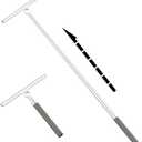 Shower Squeegee for Glass Doors, Telescopic 2-in-1 Squeegee for Window Cleaning with Microfiber Scrubber for Bathroom, Tile Wall, Car Windshield